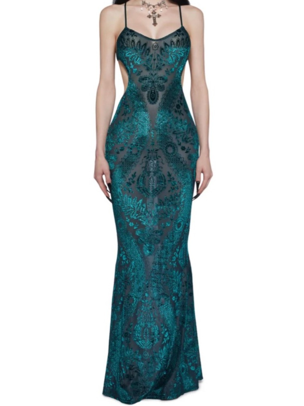 GORGEOUS ROYAL WIDOW WHISPERED DARKNESS MAXI DRESS